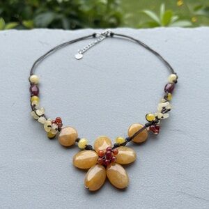 Rare Nakamol Genuine Stone Floral Beaded Necklace